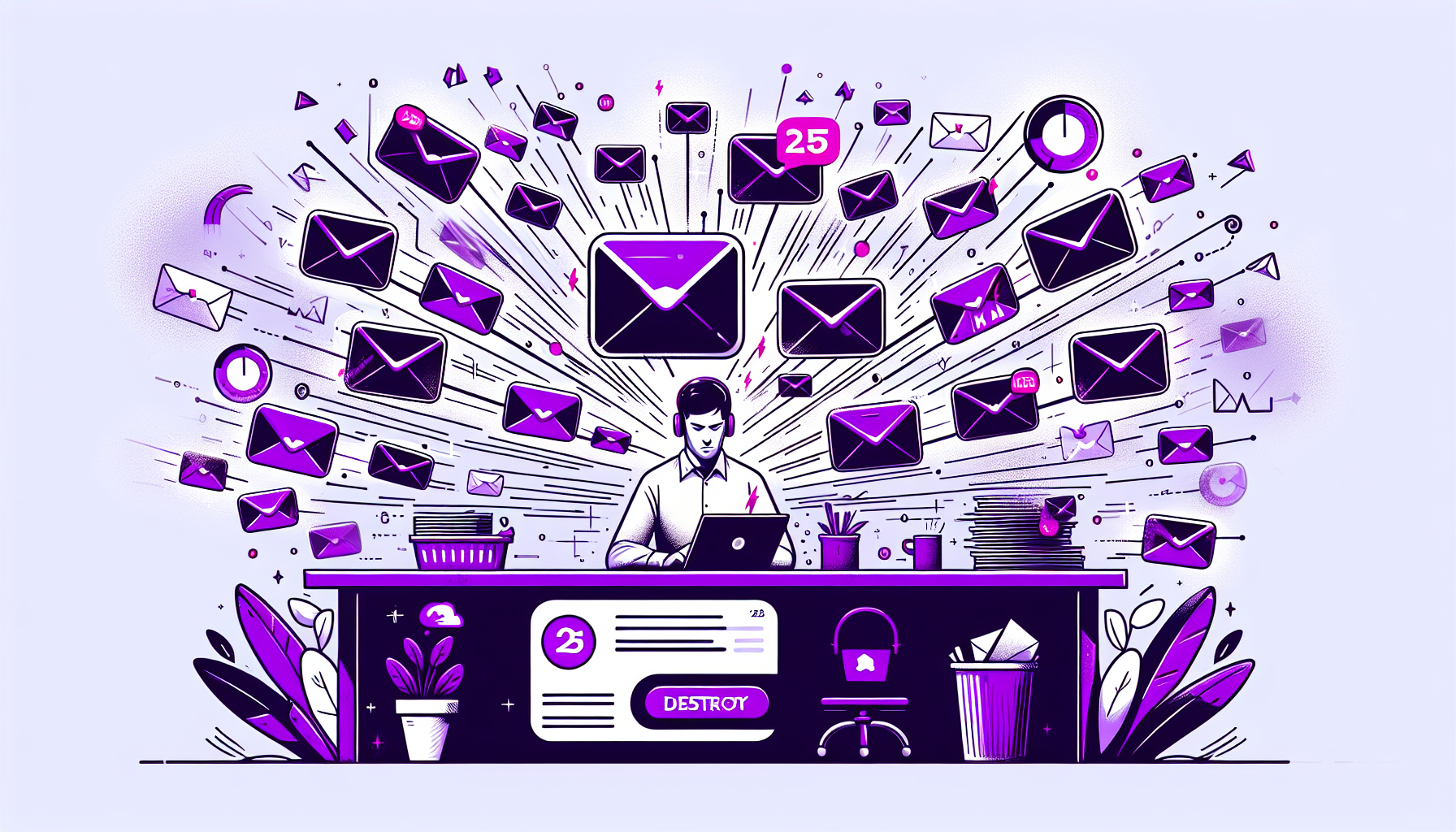 Professional illustration representing: The 25 Emails Destroying Your Focus Right Now