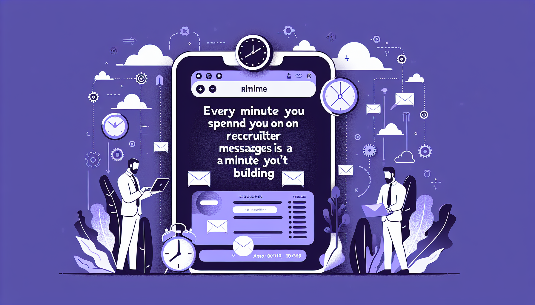 Professional illustration representing: Every Minute You Spend on Recruiter Messages is a Minute You're Not Building