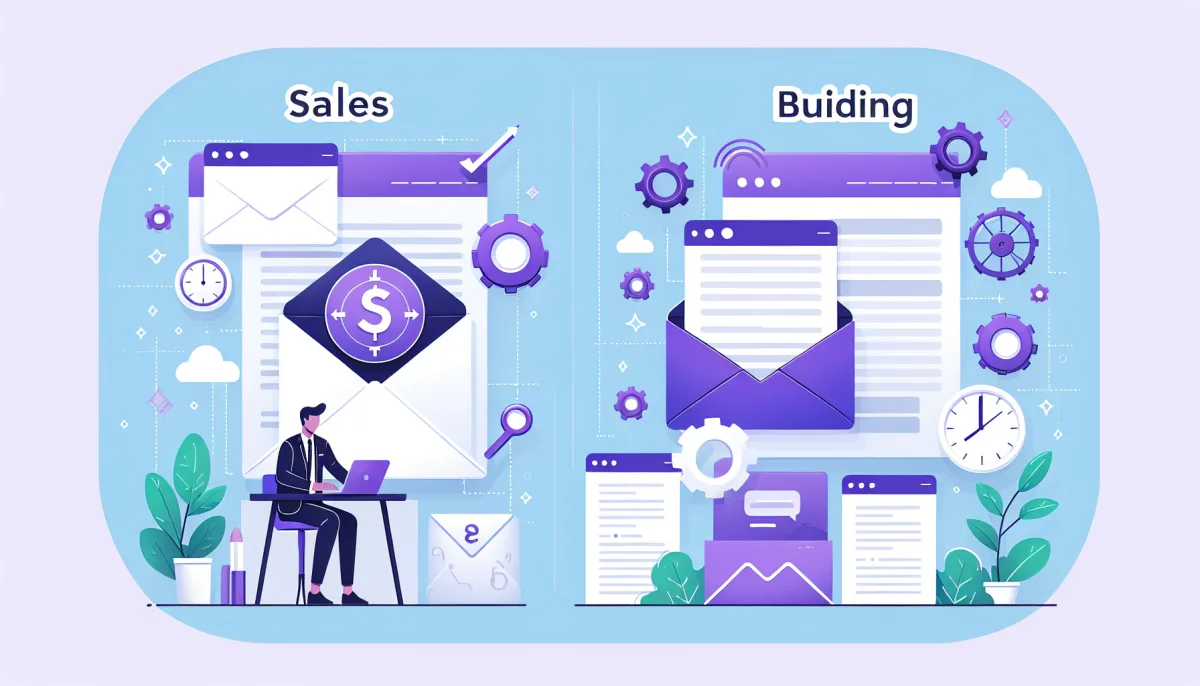 Professional illustration representing: Every Minute You Spend on Sales Emails is a Minute You're Not Building