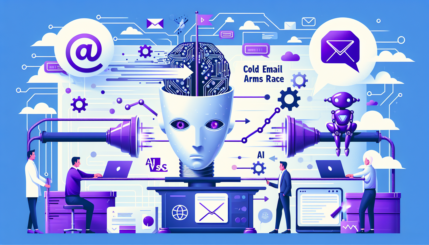 Professional illustration representing: The Cold Email Arms Race: AI vs. AI (And You're Losing)